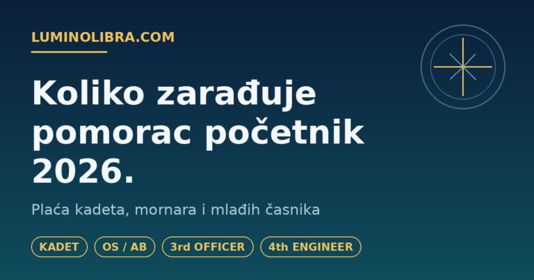 Plaća pomorca početnik 2026 — kadet, mornar i mlađi časnik